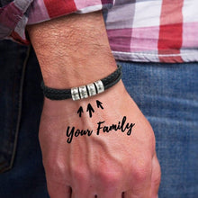 Load image into Gallery viewer, Custom Family Name Bracelet Stainless Steel Charms Bangle Braided Personalized Genuine Leather Men Bracelets Father's Day gifts
