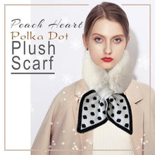 Load image into Gallery viewer, Peach Heart Polka Dot Plush Scarf