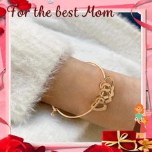 Load image into Gallery viewer, Mother's Day Gift Family Bangle Bracelet with Heart Shape Pendants