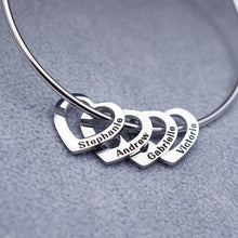 Load image into Gallery viewer, Mother's Day Gift Family Bangle Bracelet with Heart Shape Pendants