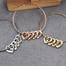 Load image into Gallery viewer, Mother's Day Gift Family Bangle Bracelet with Heart Shape Pendants