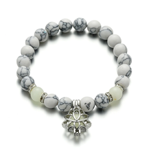 Load image into Gallery viewer, Natural Stone Luminous Lotus Charm Bracelet