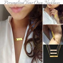 Load image into Gallery viewer, Engraving Square Bar Personalized Name Necklaces