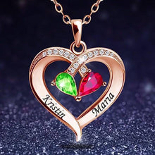 Load image into Gallery viewer, Forever Love Birthstone & Diamond Heart Pendant Necklace