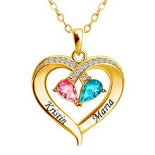 Load image into Gallery viewer, Forever Love Birthstone & Diamond Heart Pendant Necklace