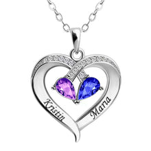 Load image into Gallery viewer, Forever Love Birthstone & Diamond Heart Pendant Necklace