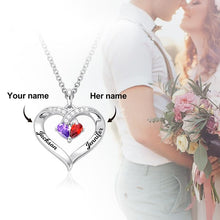 Load image into Gallery viewer, Forever Love Birthstone & Diamond Heart Pendant Necklace