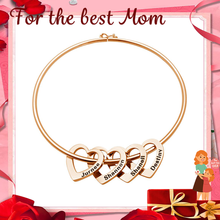 Load image into Gallery viewer, Mother's Day Gift Family Bangle Bracelet with Heart Shape Pendants