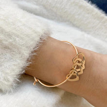 Load image into Gallery viewer, Mother's Day Gift Family Bangle Bracelet with Heart Shape Pendants