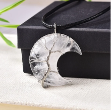 Load image into Gallery viewer, Tree of Life Crescent Moon Semi-Precious Gemstone Necklace