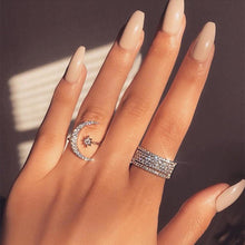 Load image into Gallery viewer, Moon & Star Ring (Size Adjustable)