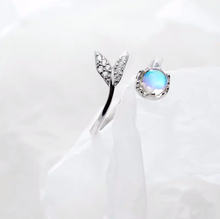 Load image into Gallery viewer, Cute tail moonstone Personality Adjustable Ring