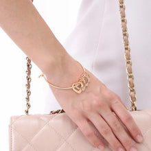 Load image into Gallery viewer, Mother's Day Gift Family Bangle Bracelet with Heart Shape Pendants