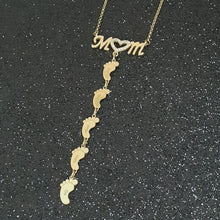 Load image into Gallery viewer, Inlay Mom Necklace With Baby Feet
