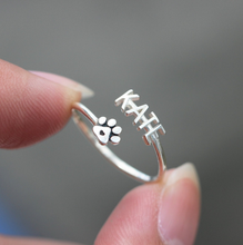 Load image into Gallery viewer, 925 Silver Paw Adjustable Name Ring