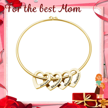 Load image into Gallery viewer, Mother's Day Gift Family Bangle Bracelet with Heart Shape Pendants