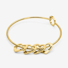 Load image into Gallery viewer, Mother's Day Gift Family Bangle Bracelet with Heart Shape Pendants