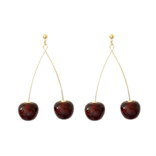 Load image into Gallery viewer, Double Cherry Drop Earrings