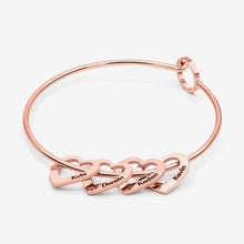 Load image into Gallery viewer, Mother's Day Gift Family Bangle Bracelet with Heart Shape Pendants