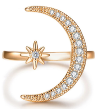 Load image into Gallery viewer, Moon & Star Ring (Size Adjustable)