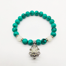 Load image into Gallery viewer, Natural Stone Luminous Lotus Charm Bracelet