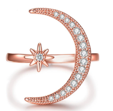 Load image into Gallery viewer, Moon & Star Ring (Size Adjustable)