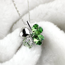 Load image into Gallery viewer, Green Four Heart Clover Necklace