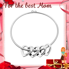 Load image into Gallery viewer, Mother's Day Gift Family Bangle Bracelet with Heart Shape Pendants