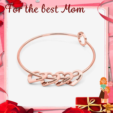 Load image into Gallery viewer, Mother's Day Gift Family Bangle Bracelet with Heart Shape Pendants