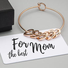 Load image into Gallery viewer, Mother's Day Gift Family Bangle Bracelet with Heart Shape Pendants