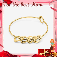 Load image into Gallery viewer, Mother's Day Gift Family Bangle Bracelet with Heart Shape Pendants