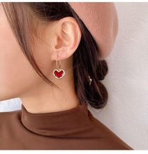 Load image into Gallery viewer, Red Heart Pendant Earrings
