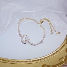 Load image into Gallery viewer, Gold & Crystal Crescent Moon Bracelet