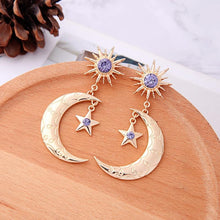 Load image into Gallery viewer, Crystal Crescent Moon & Star Earrings