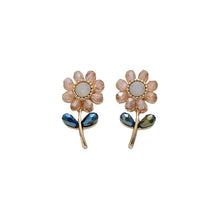 Load image into Gallery viewer, Pink Crystal Flower Earrings