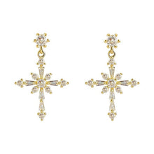 Load image into Gallery viewer, Crystal Cross Pendant Earrings