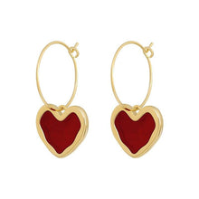 Load image into Gallery viewer, Red Heart Pendant Earrings