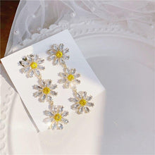 Load image into Gallery viewer, Crystal Daisy Statement Earrings