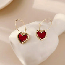 Load image into Gallery viewer, Red Heart Pendant Earrings