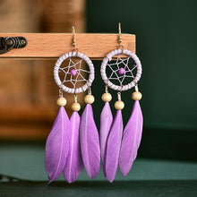 Load image into Gallery viewer, Dream Catcher Feather Earrings