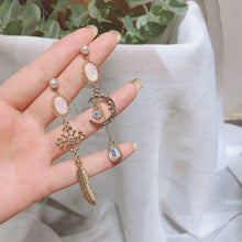 Load image into Gallery viewer, Crescent Moon & Leaf Statement Earrings