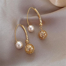 Load image into Gallery viewer, Golden Pearl Statement Earrings