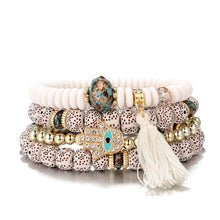 Load image into Gallery viewer, Hamsa Hand Tassel Bracelet Set