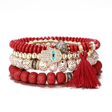 Load image into Gallery viewer, Hamsa Hand Tassel Bracelet Set