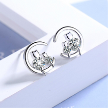 Load image into Gallery viewer, Silver Cat & Moon Earrings