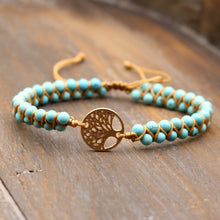 Load image into Gallery viewer, Jasper Stone Tree of Life Turquoise Bracelet