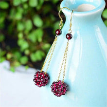 Load image into Gallery viewer, Natural Garnet Stone Raspberry Earrings