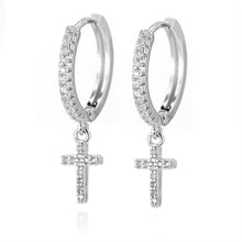 Load image into Gallery viewer, Crystal Cross Drop Earrings