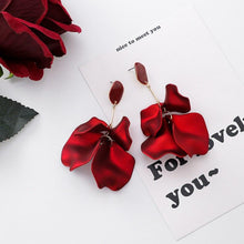 Load image into Gallery viewer, Red Flower Petal Earrings