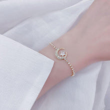 Load image into Gallery viewer, Gold & Crystal Crescent Moon Bracelet